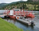 cable ferry suited for rope tension measurment using massload floater scales